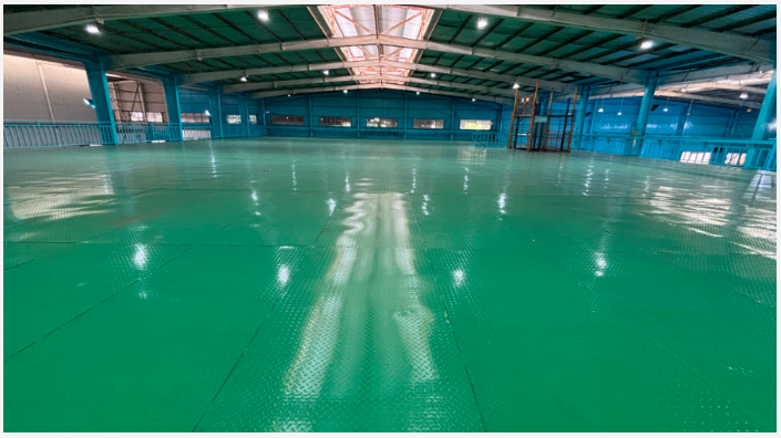 二樓鋼結(jié)構(gòu)夾層：地衛(wèi)士環(huán)氧防銹無塵地坪漆完工圖