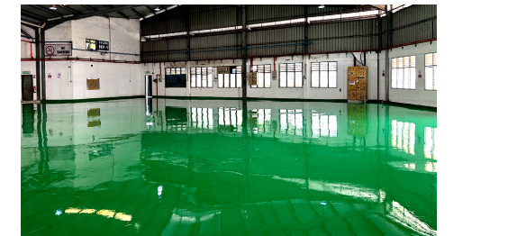 食品廠“地衛(wèi)士”滾面耐磨型環(huán)氧地坪漆完工圖一角