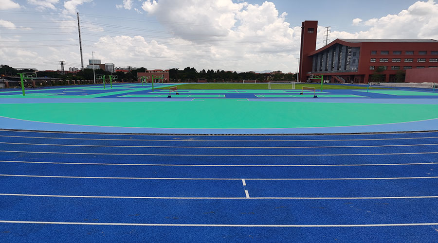 水性硅PU地坪漆及塑膠跑道運動場地坪完工效果圖