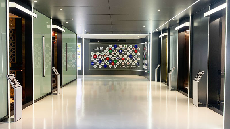 數(shù)字化展廳地衛(wèi)士環(huán)氧彩砂自流平地坪漆完工圖