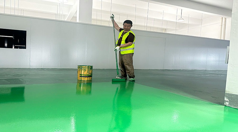 深圳聚悅環境科技公司“地衛士”滾面耐磨型地坪漆施工圖一角